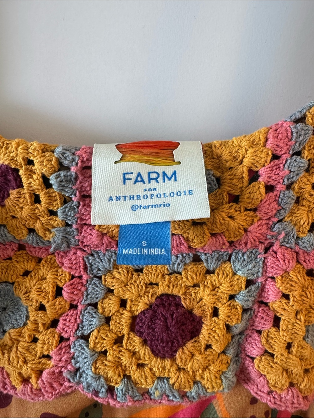 Anthropologie FARM Crochet Multicolor Midi Dress - Picture 3 of 3